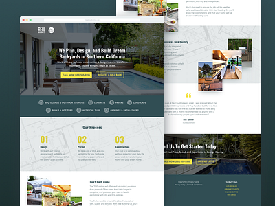 Build Your Dream Backyard Landing Page construction contractor estate pool real remodel ui web