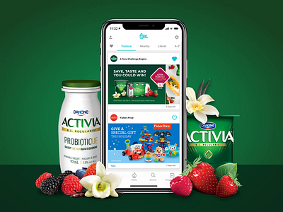 Content Design activia advert app branding consumer goods cpg danone design storefront ui