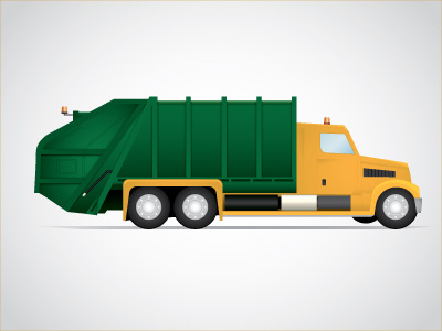 Garbage Truck Illustration garbage gradients green illustration trash truck vector yellow