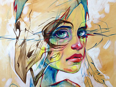 Remember acrylic bird canvas girl painting skull