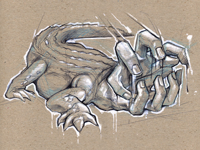 ATTACK!!! attack energy gator hand sketch snap