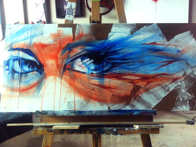 Eyes acrylic blue eyes painting red