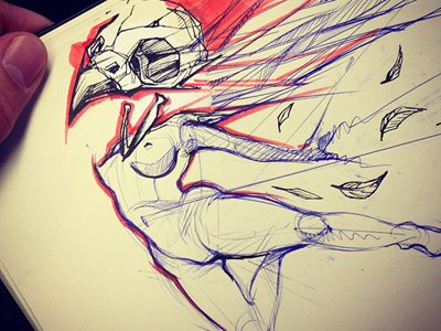 falling... a little sketchbook doodle bird doodle drawing figure ink marker sketch sketchbook