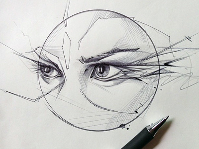 traced a coaster... drew some eyes. bic drawing pen quickie sketch