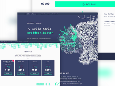 Droidcon Boston android ascii blue boston conference droidcon glitch green map ui ux website