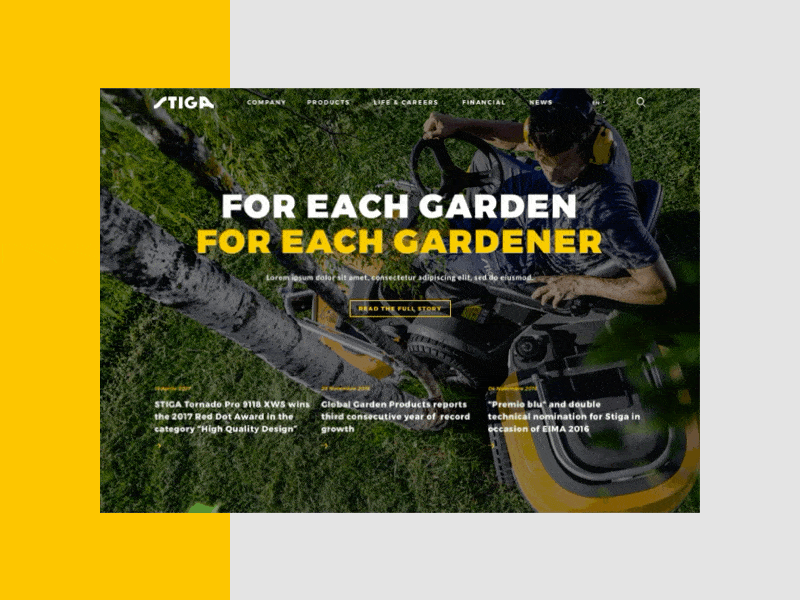 Stiga - Corporate website corporate garden green homepage homepage design leaf ui user experience user interface ux website yellow