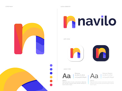 Modern branding N letter logo design for navilo abstract app brand identity brand identity designer branding colorful company design gradient identity design lettering logo logo branding logo design logo designer logo mark modern n letter logo n logo symbol