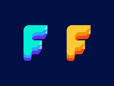 Modern Abstract Colorful F letter logo mark