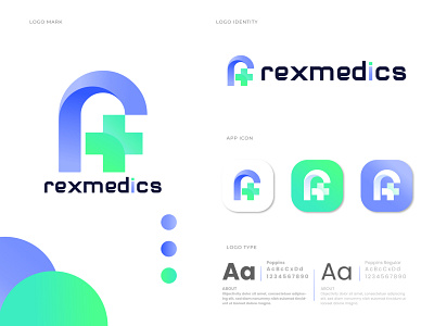 Modern R letter logo design for medical pharmacy