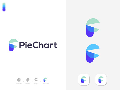 P letter logo Pie Chart । Geometric shape logo design