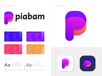 Branding PB letter logo design for Piabam