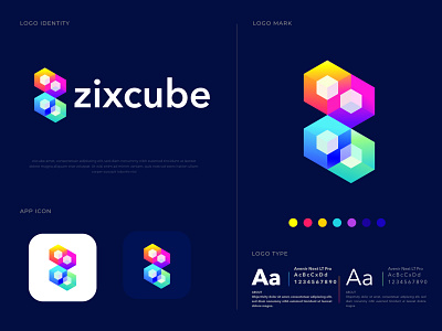 Brand Identity logo design for zixcube abstract design app app icon brand identity branding concept creative logo design designer gradient letter design logo logo designer logo mark logotype marketing modern monogram z letter z logo