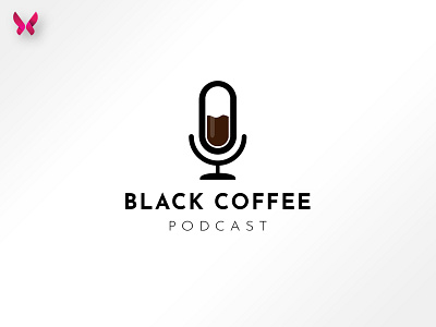 Black Coffee Podcast - Logo creation audio black branding coffee graphic design logo mic microphone modern podcast