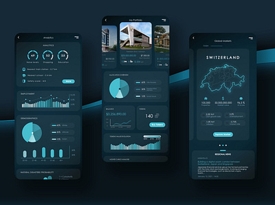 REAL ESTATE INVESTMENT PLATFORM crypto dark ico investments modern real estate securities token trading ui unique ux