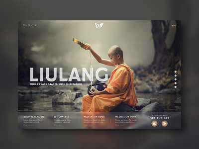 Liulang - Meditation web app buda creative design frosted glass glass illustration meditation modern ui