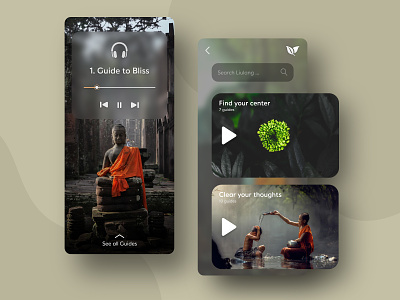 Liulang - Meditation mobile app app creative design frosted glass graphic design illustration meditation mobile modern wellness