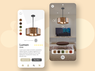 Lumen - Augmented Reality app for interior design ar augmented reaility creative design ecommerce graphic design interior design minimalistic mobile app modern retail virtual reality vr