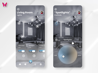 Smart Home Lighting App clean creative design frosted glass graphic design lighting minimalistic mobile modern simple smart smart home ui