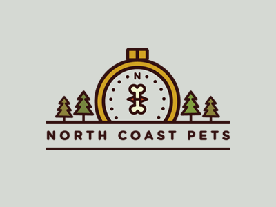 North Coast Pets drawn hand illustration line logo nature pets