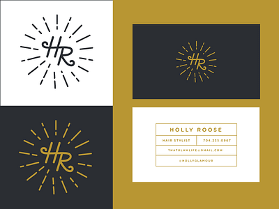 Holly Roose branding business card flat hair stylist hand drawn hr illustration logo minimal script typography