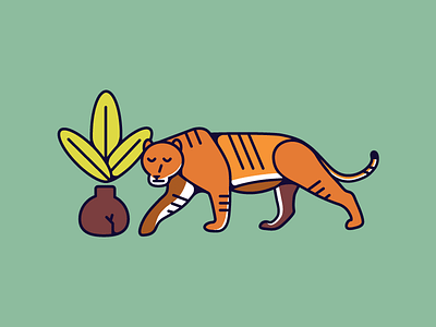 Norma the Tiger animal cat illustration palms plant tiger