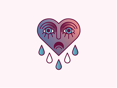 Sad Heart gradient heart sad heart tattoo flash valentines day