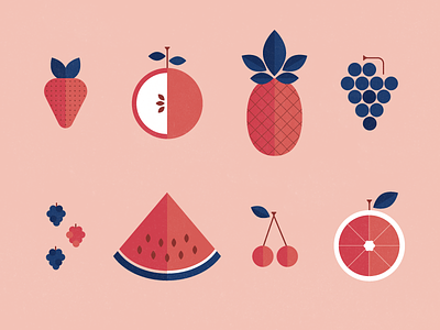 Froooot apple cherries fruit geometric grapes minimal orange pineapple strawberry texture watermelon