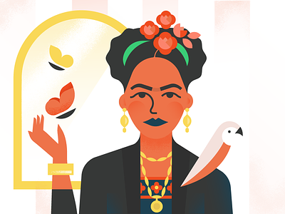 Influential Women: Frida 🌼 butterfly flower frida geometric girl power jewelry parrot portrait women