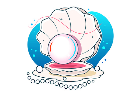 Vector illustration of a beautiful pearl illuminated