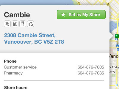 iPad app store locator pop up popup tooltip map locator icons button interface mobile ipad store