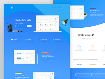 ooto Landing Page app cards clean dashboard design event files form interface landing landing page meeting page schedule ui ux web webdesign website