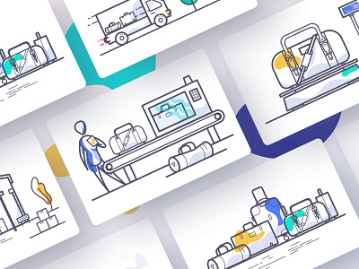 baggage processing illustrations