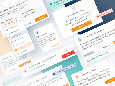 A big ol' load of modals bright design system kit light lightbox modal modal window modals pop up toast ui ui kit