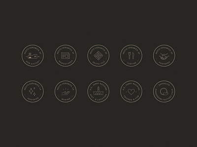 Heath Ceramics Icon Set badge basic agency ecommerce icon iconography illustration linear icons logo