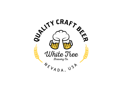 White Tree Brewery badge beer logo tree wheat