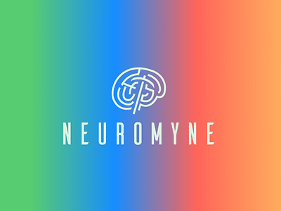 Neuromyne brain data gradient logo miner mining neurology neurons pick pick axe science