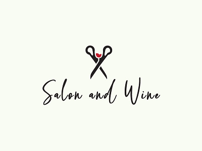 Salon and Wine classy drink hair hair salon hairstyle luxury modern negative space salon scissors script wine