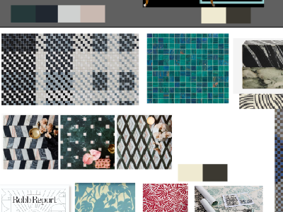 Splendour Moodboard color pallete design design process green interior design lines marble moasic moodboard pattern textures tiles