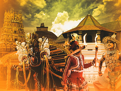 Concept Art (Photo Manipulation) concept art dance traditions dancing graphic design hindu temples landscape manipulation photo editing retouching temple wall art