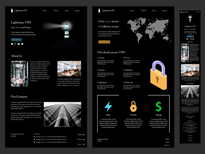 Lighthouse VPN Website design minimal typography ui ux web