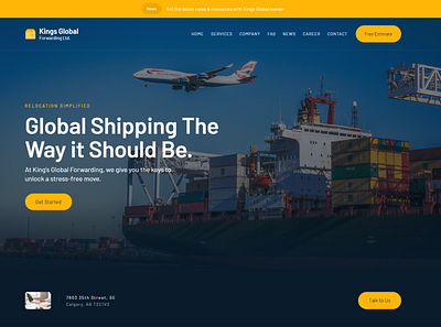 Global Shipping Website blue branding dark design shipping theme ui web design website
