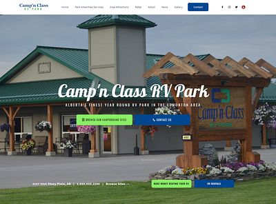 RV Campground Booking Website blue booking branding camp campground camping design green park ui web design website