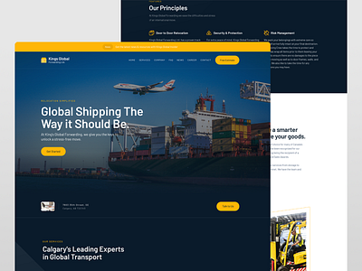 Global Shipping Website - Design Layout blue brand branding dark design shipping theme ui web design website