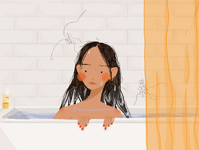 Girl in Tub cartoon design illustration kids illustration story book