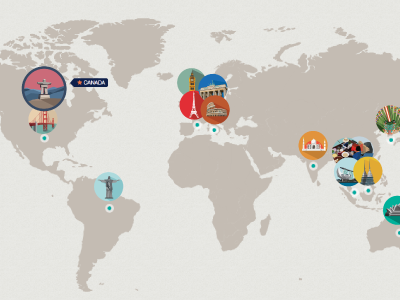 FlatWorld's Homepage maps social network travel trip planner
