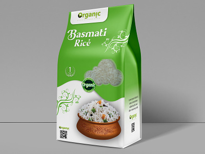 Organic Basmati Rice 3d arifin basmati rice branding design graphic design illustration logo minimalist organic organic basmati rice packaging pouchpackaging ricepackaging tanvir ui