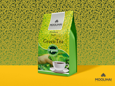 Green Tea arifin branding coffeepouch graphic design greentea illustration label packaging design pouchbag pouchpackaging tanvir teapouch