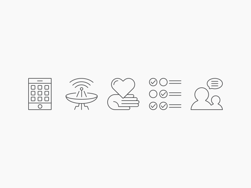 Lining It Up line icons detail phones coverage charities plans support