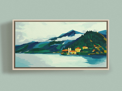 Lago di Como color color block comission como digital digital painting europe expressionism illustration impressionism italy lake landscape moutains painting roman tuscan villa