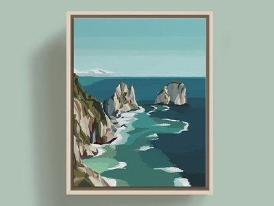 Faraglioni di Mezzo, Capri beach blue capri coastal color design digital expressionism grotto illustration illustration art impressionism island italy mediterranean ocean painting sea